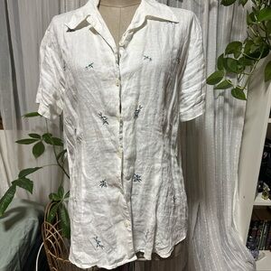 Eddie Bauer White Floral Women's Blouse